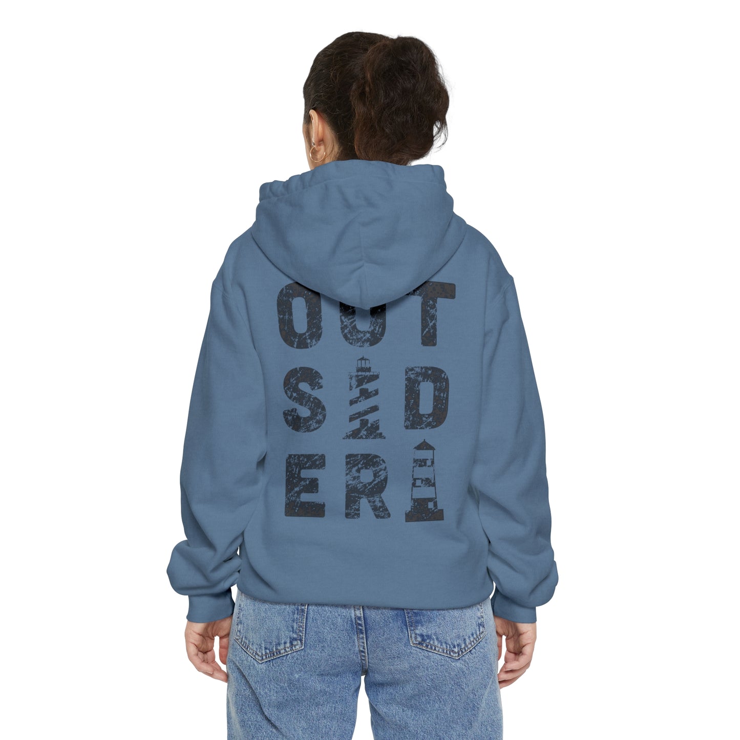 Outsider with Lighthouse (front & back) Unisex Garment-Dyed Hoodie