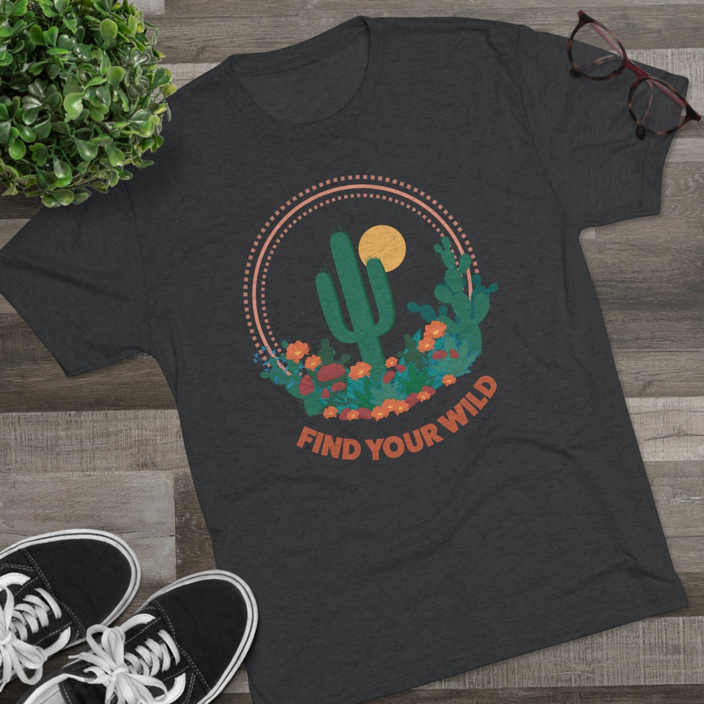 Find Your Wild Cactus Desert Unisex Tri-Blend Crew Tee