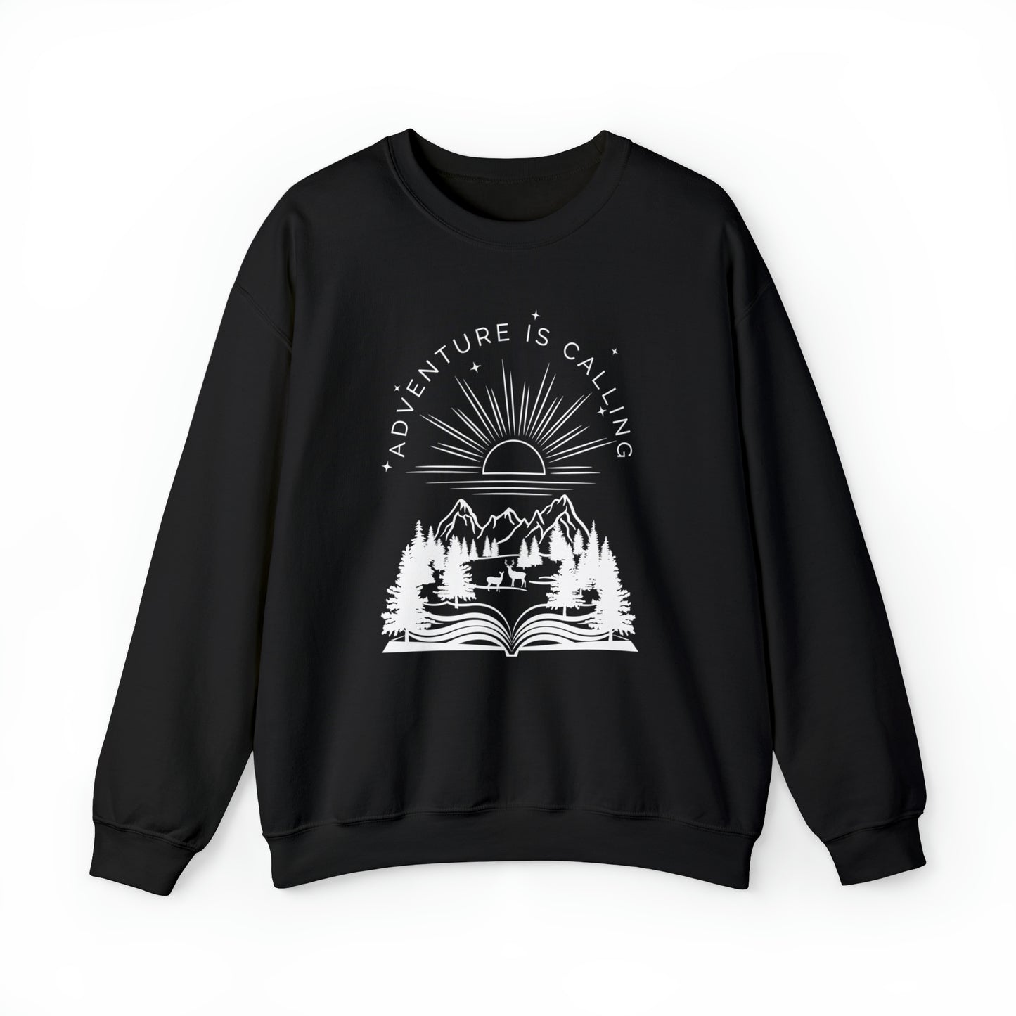Adventure is Calling for Reading Lovers Heavy Blend™ Crewneck Sweatshirt