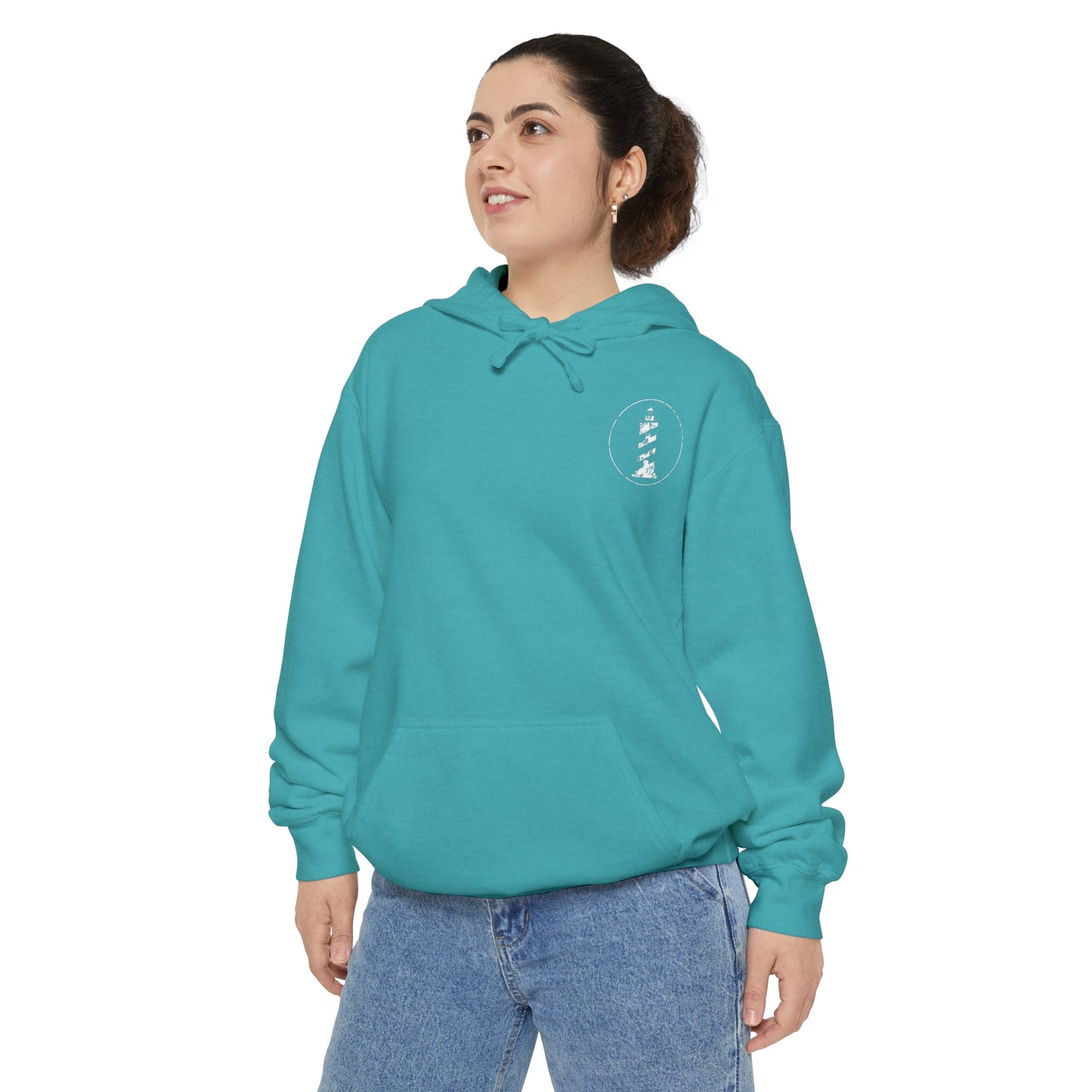 Outsider with Lighthouse (front & back) Unisex Garment-Dyed Hoodie