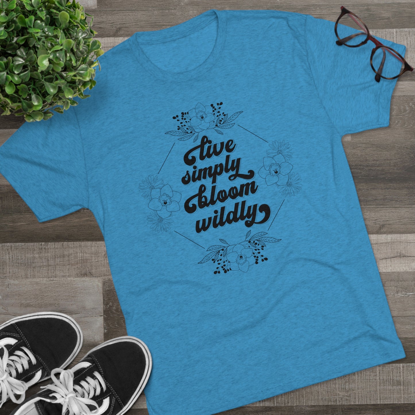 Live Simply Bloom Wildly Tri-Blend Crew Tee