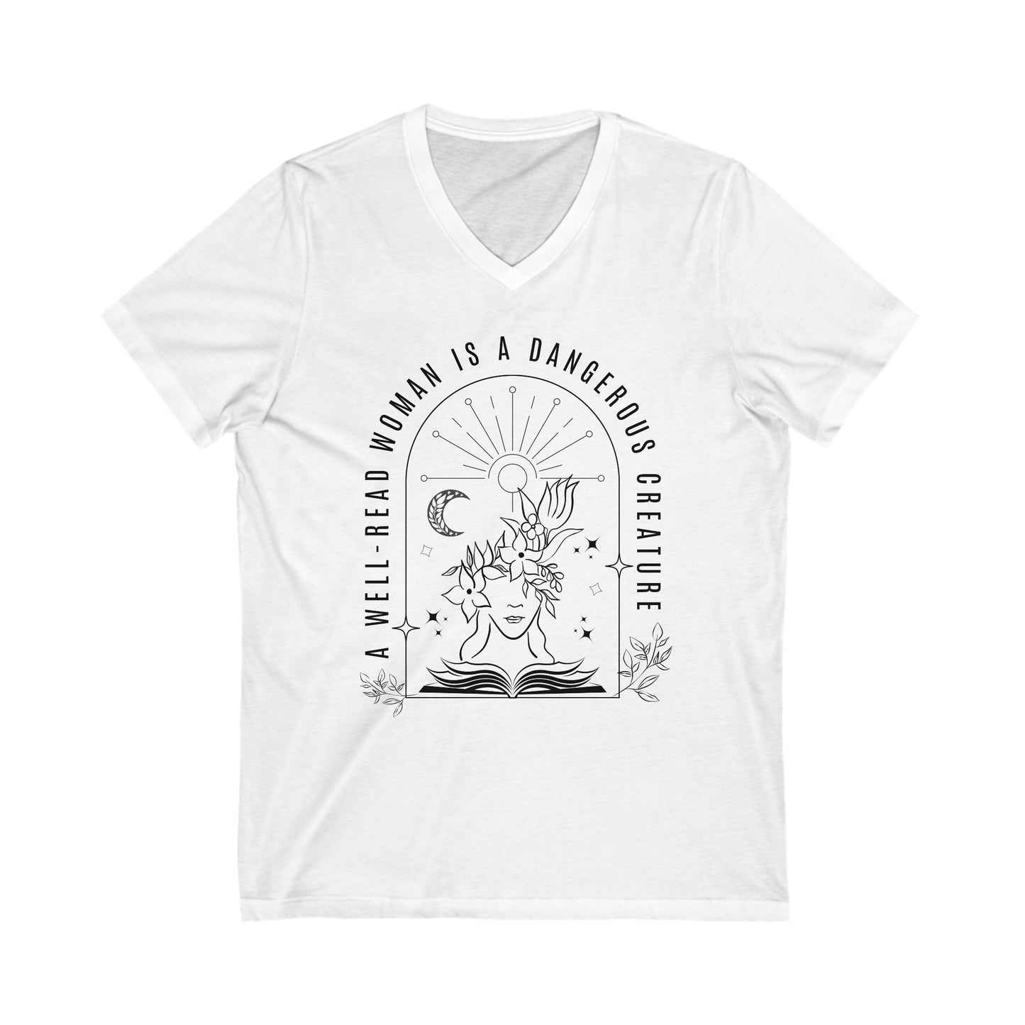 A Well Read Woman is a Dangerous Creature Jersey Short Sleeve V-Neck Tee