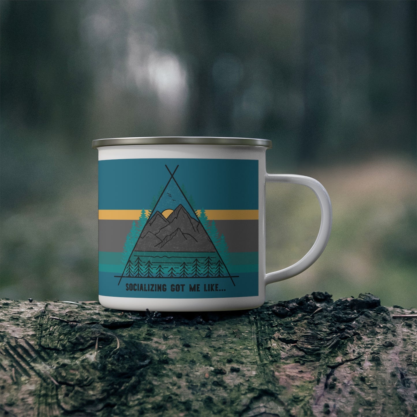 Socializing Got Me Like... Enamel Camping Mug