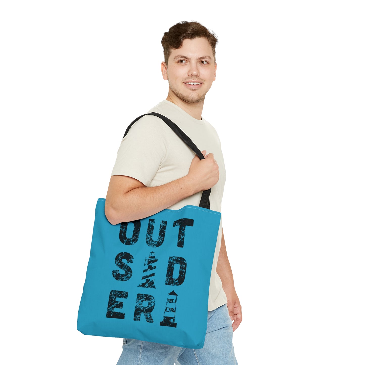 OUTSIDER with lighthouses LARGE Tote Bag