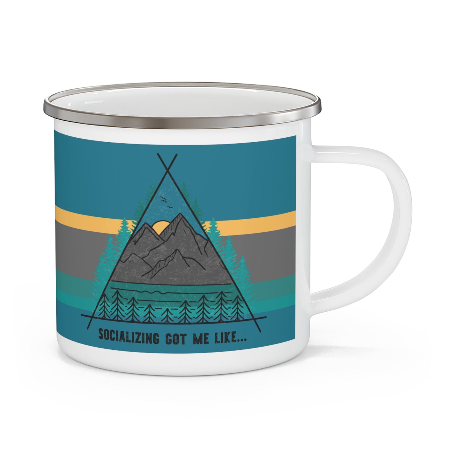 Socializing Got Me Like... Enamel Camping Mug