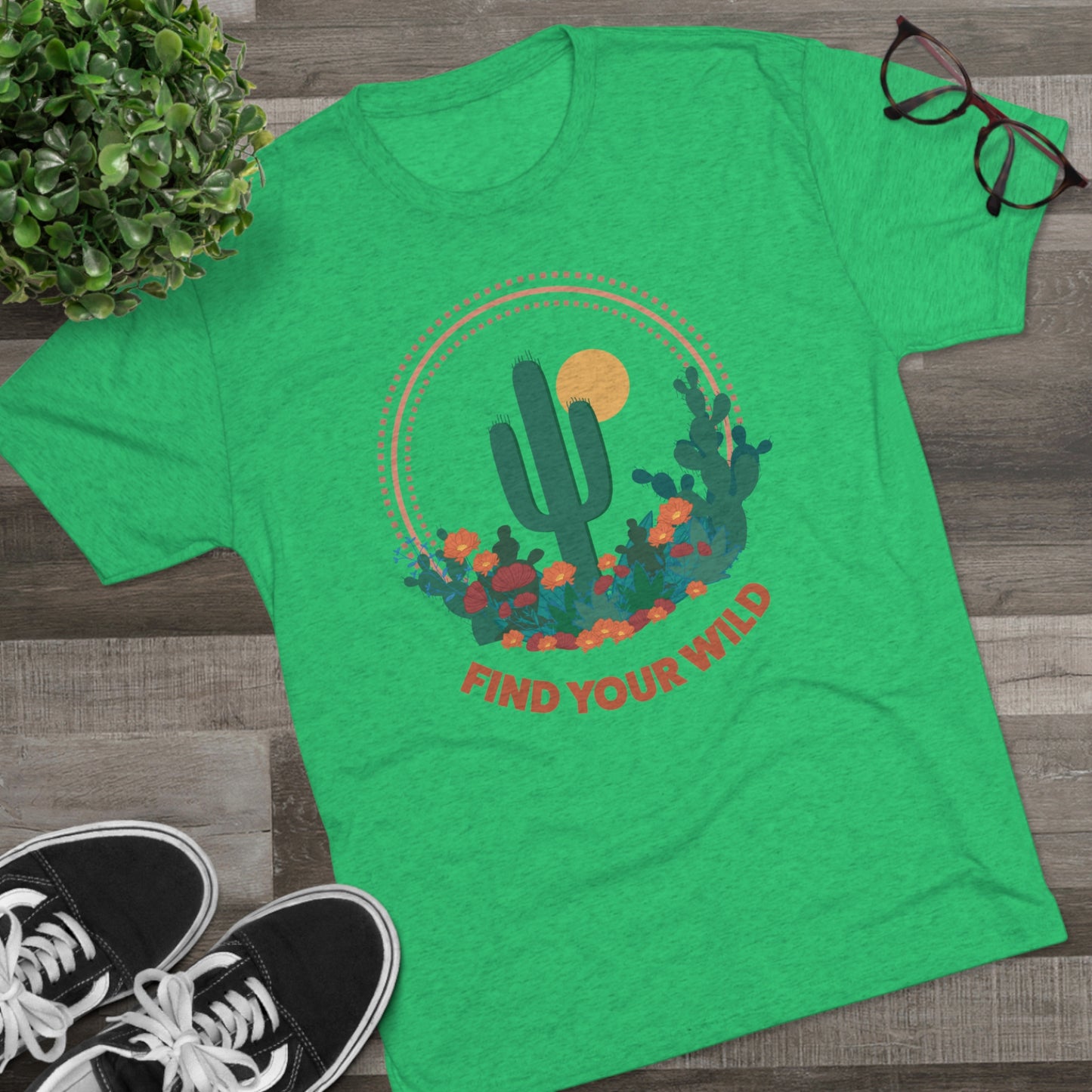 Find Your Wild Cactus Desert Unisex Tri-Blend Crew Tee