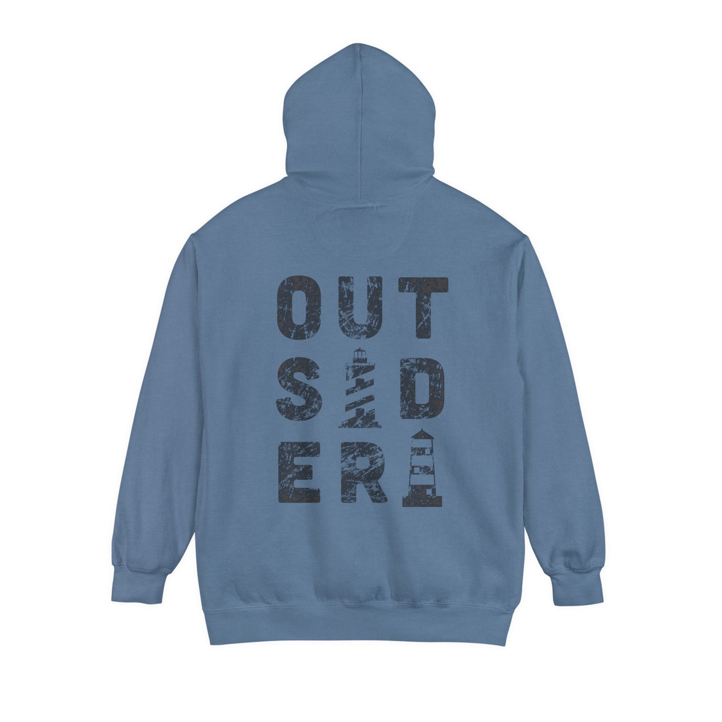 Outsider with Lighthouse (front & back) Unisex Garment-Dyed Hoodie