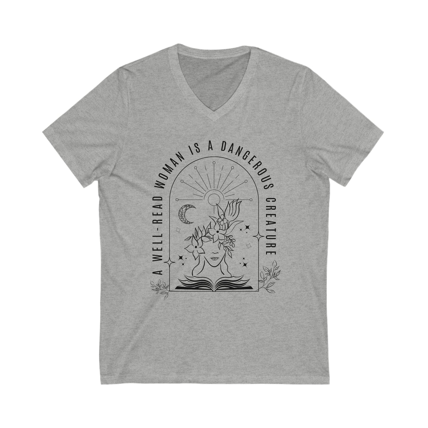 A Well Read Woman is a Dangerous Creature Jersey Short Sleeve V-Neck Tee