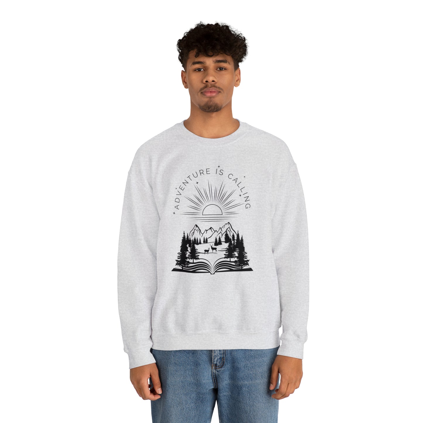Adventure is Calling for Reading Lovers Heavy Blend™ Crewneck Sweatshirt