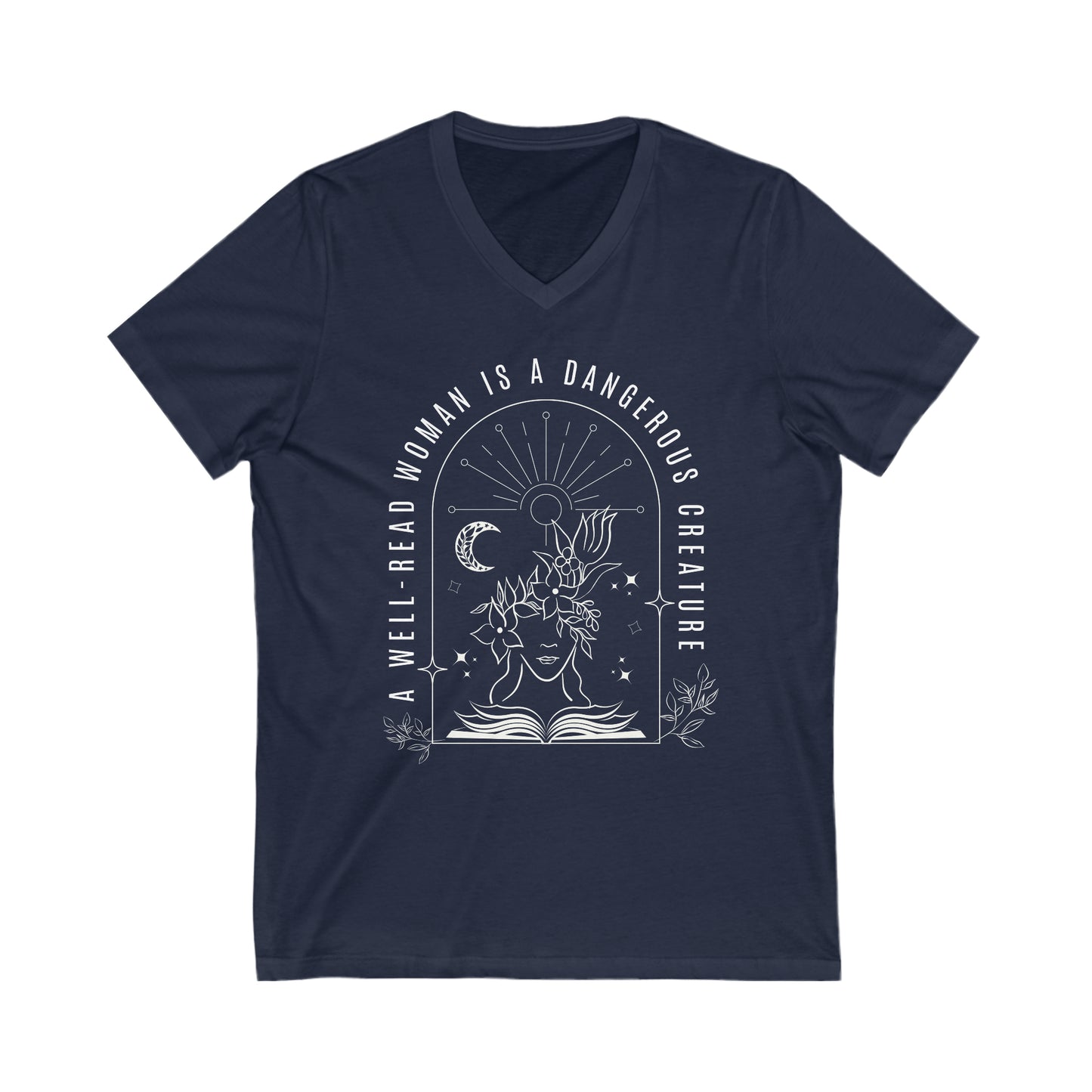 A Well Read Woman is a Dangerous Creature Jersey Short Sleeve V-Neck Tee