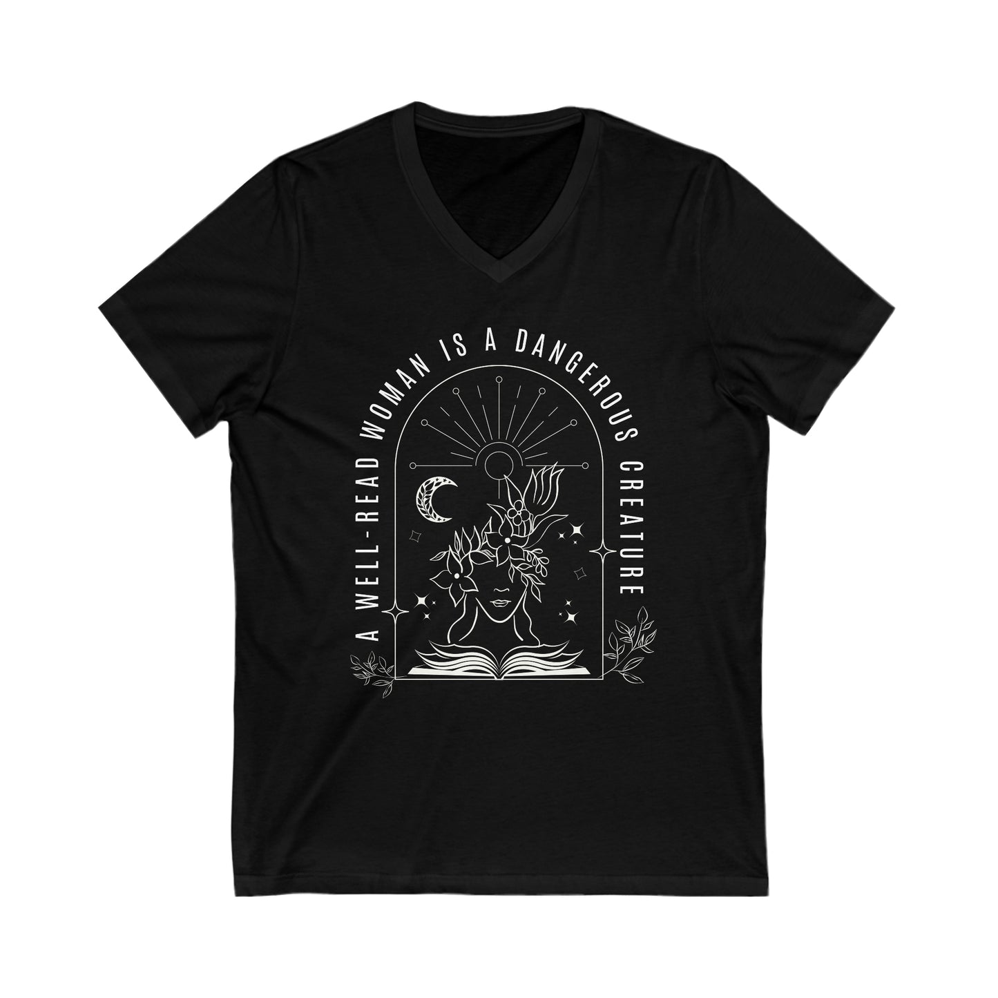 A Well Read Woman is a Dangerous Creature Jersey Short Sleeve V-Neck Tee