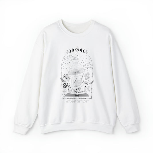 I Wanna Get Lost (in a book) Reading Lovers Heavy Blend™ Crewneck Sweatshirt