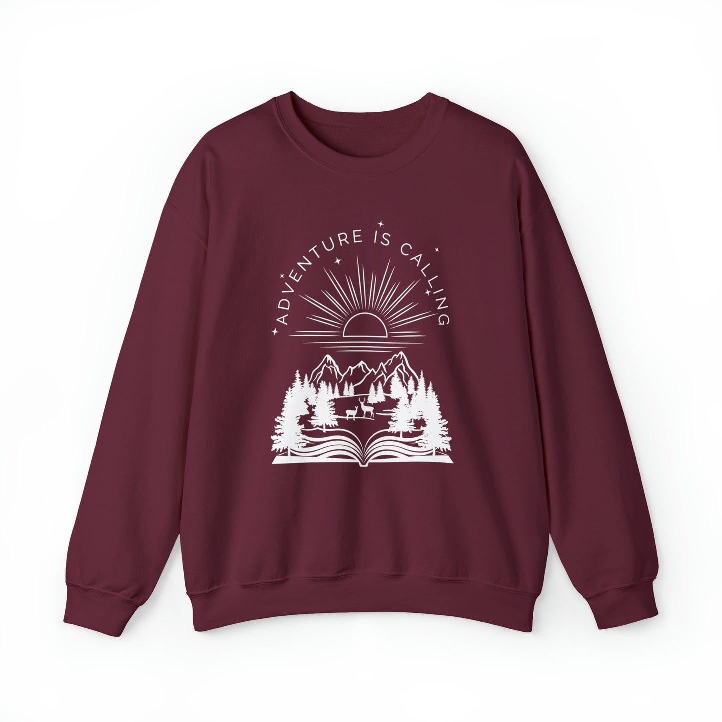 Adventure is Calling for Reading Lovers Heavy Blend™ Crewneck Sweatshirt