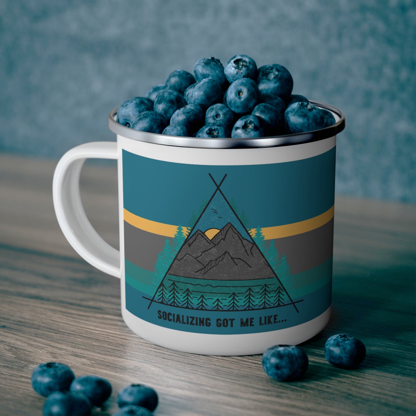 Socializing Got Me Like... Enamel Camping Mug
