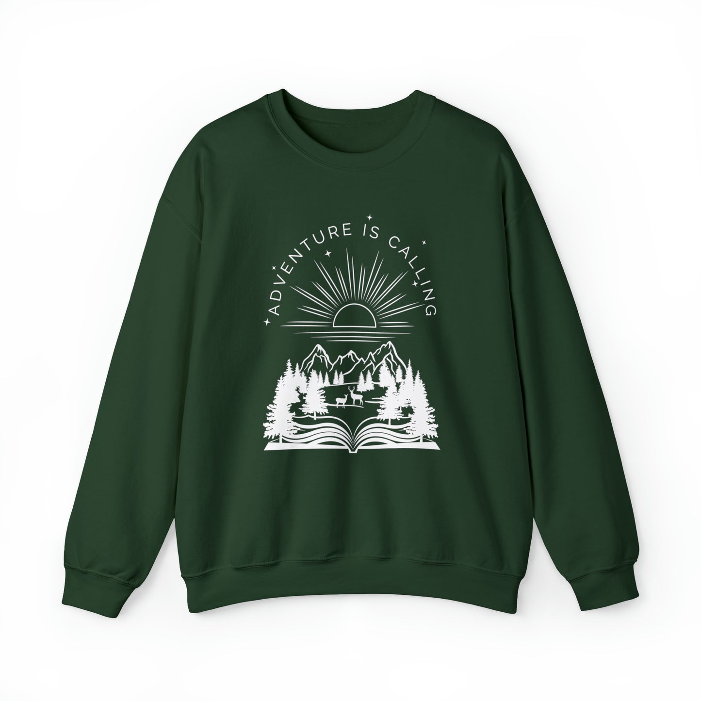 Adventure is Calling for Reading Lovers Heavy Blend™ Crewneck Sweatshirt