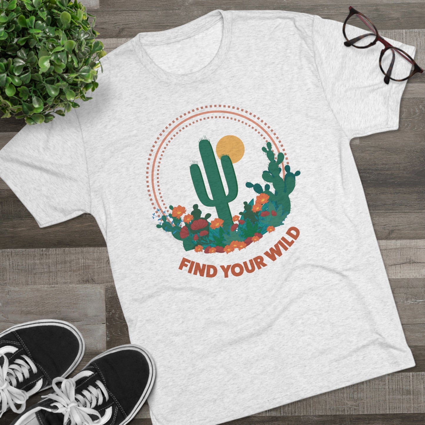 Find Your Wild Cactus Desert Unisex Tri-Blend Crew Tee