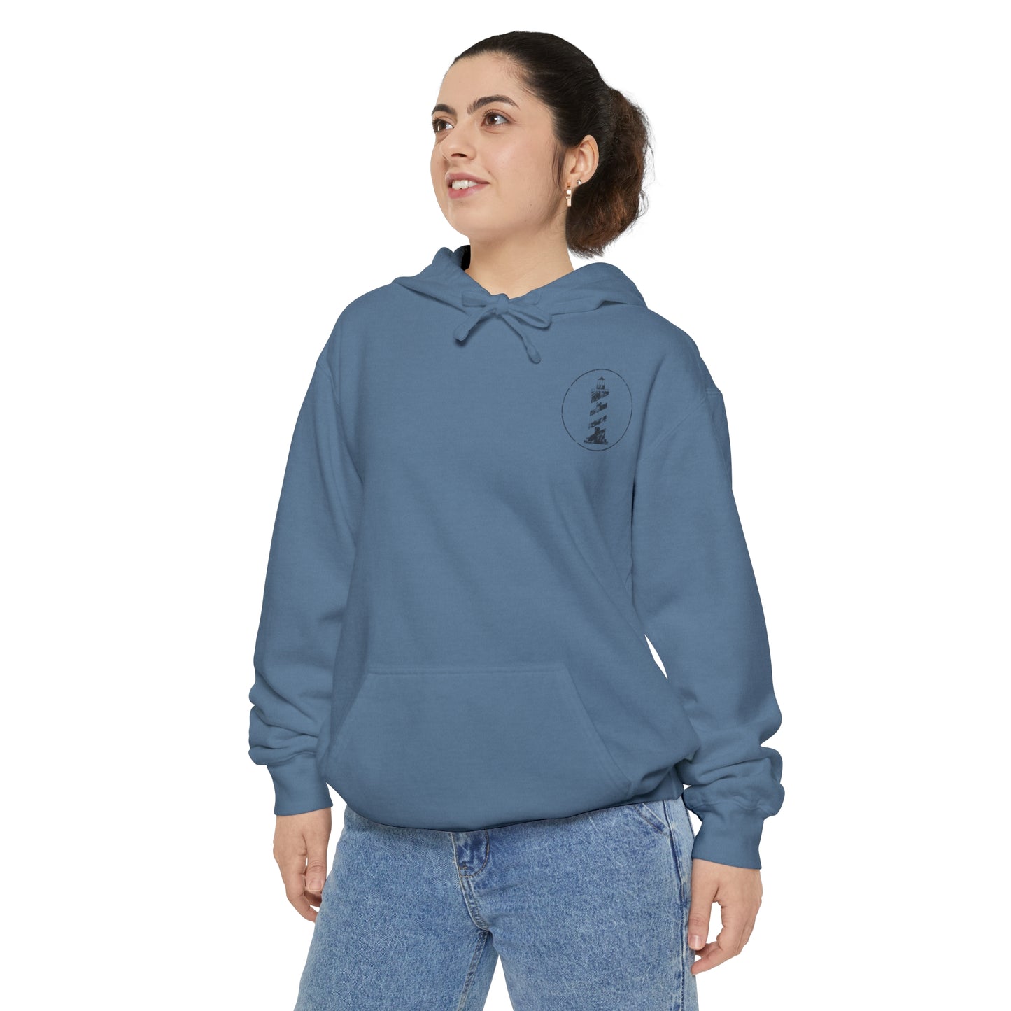 Outsider with Lighthouse (front & back) Unisex Garment-Dyed Hoodie