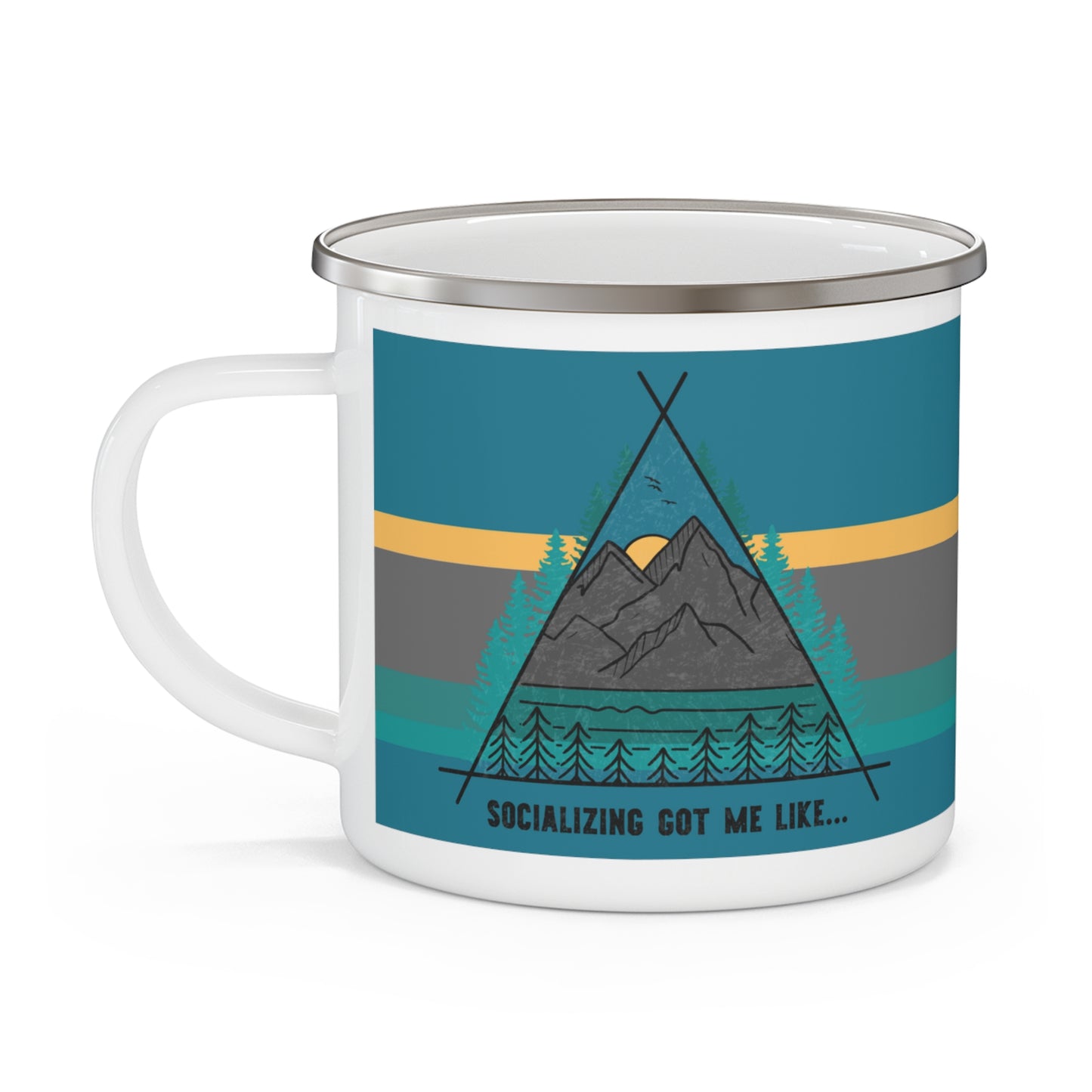 Socializing Got Me Like... Enamel Camping Mug