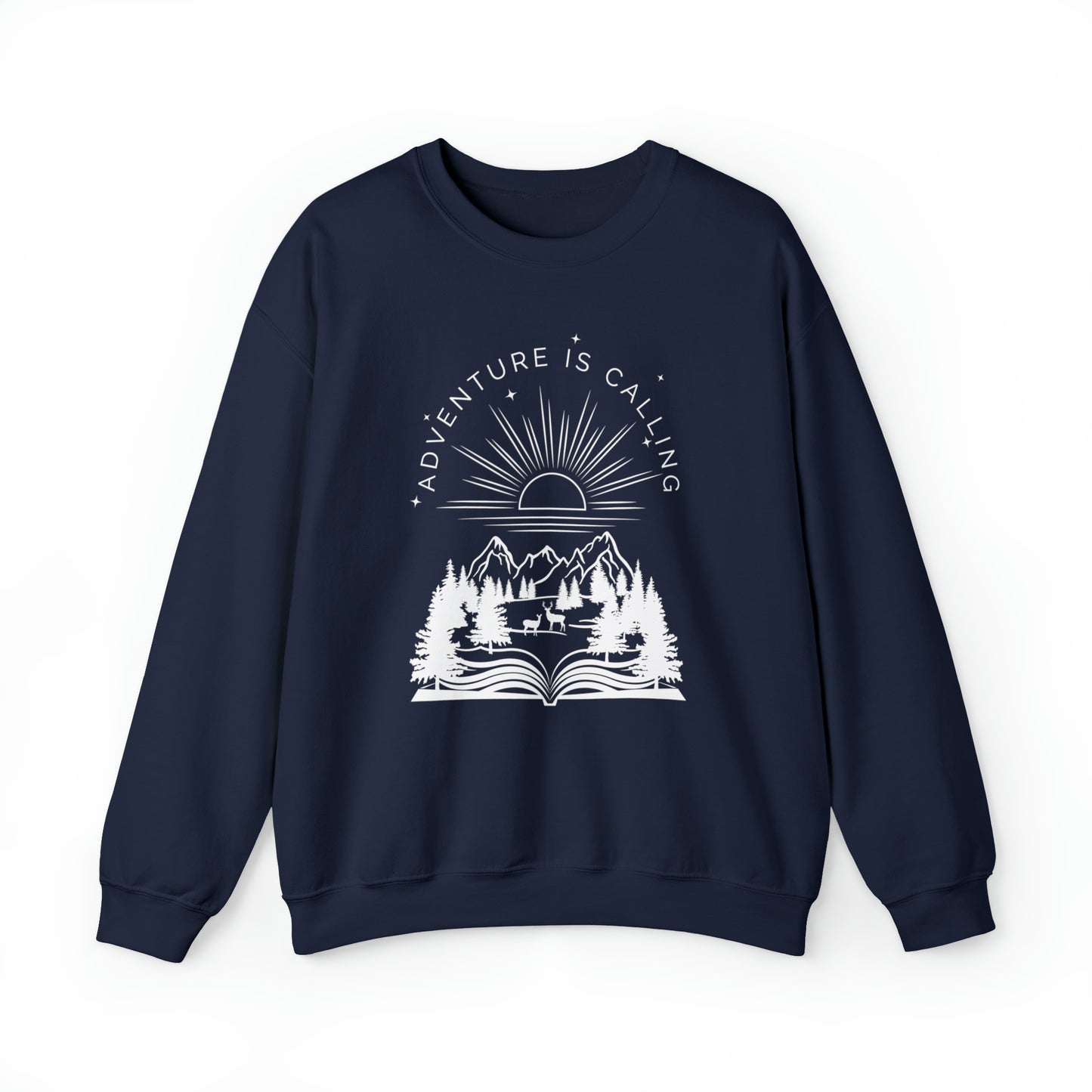 Adventure is Calling for Reading Lovers Heavy Blend™ Crewneck Sweatshirt