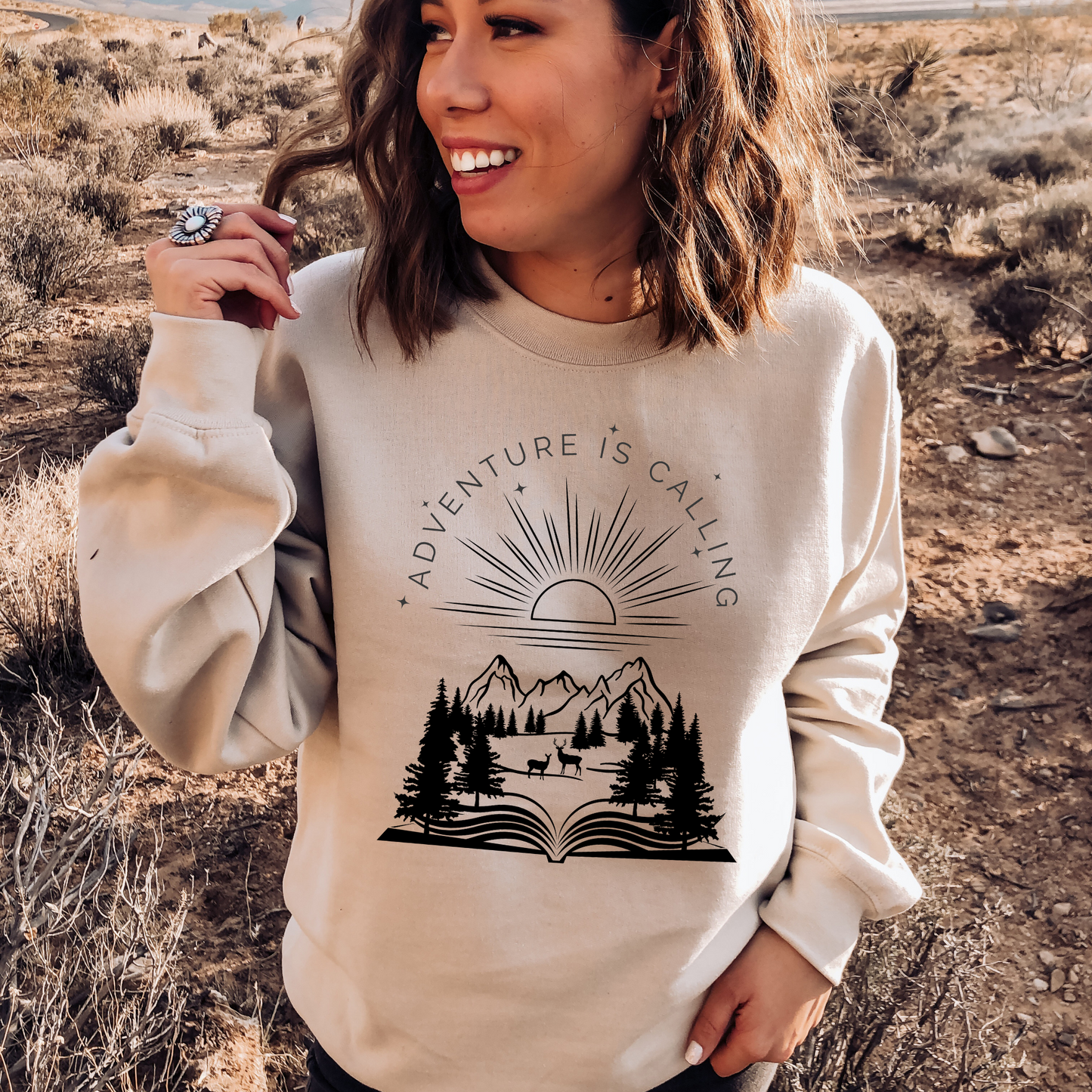 Adventure is Calling for Reading Lovers Heavy Blend™ Crewneck Sweatshirt