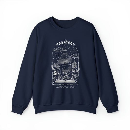 I Wanna Get Lost (in a book) Reading Lovers Heavy Blend™ Crewneck Sweatshirt