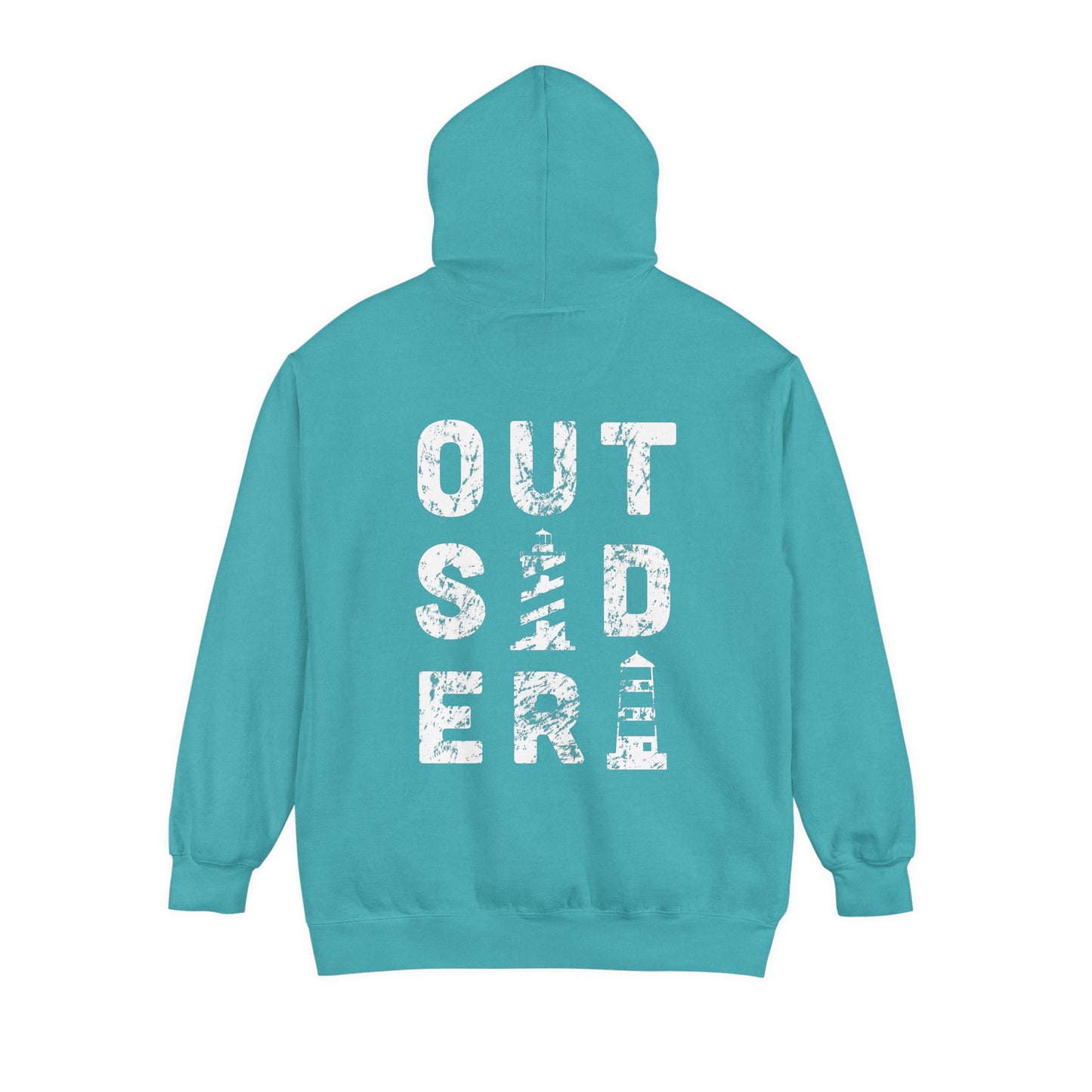 Outsider with Lighthouse (front & back) Unisex Garment-Dyed Hoodie