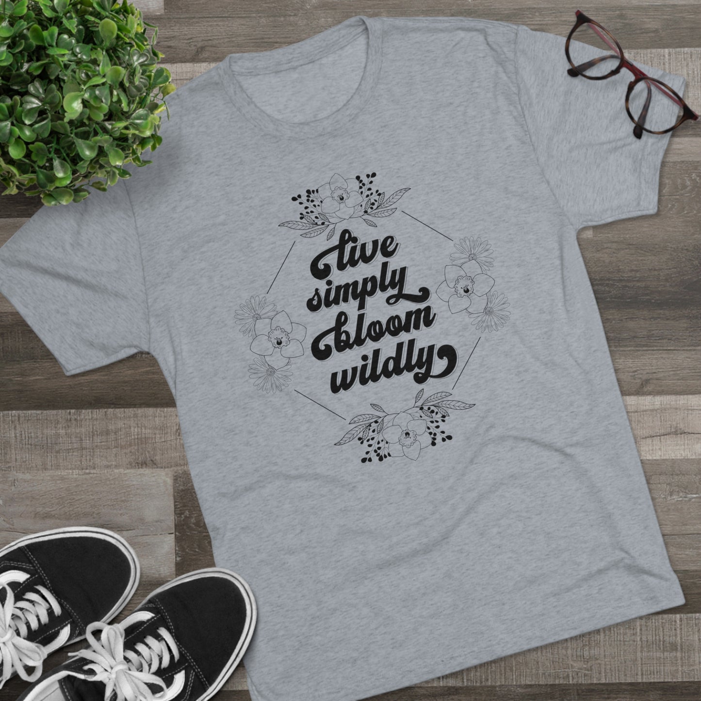 Live Simply Bloom Wildly Tri-Blend Crew Tee