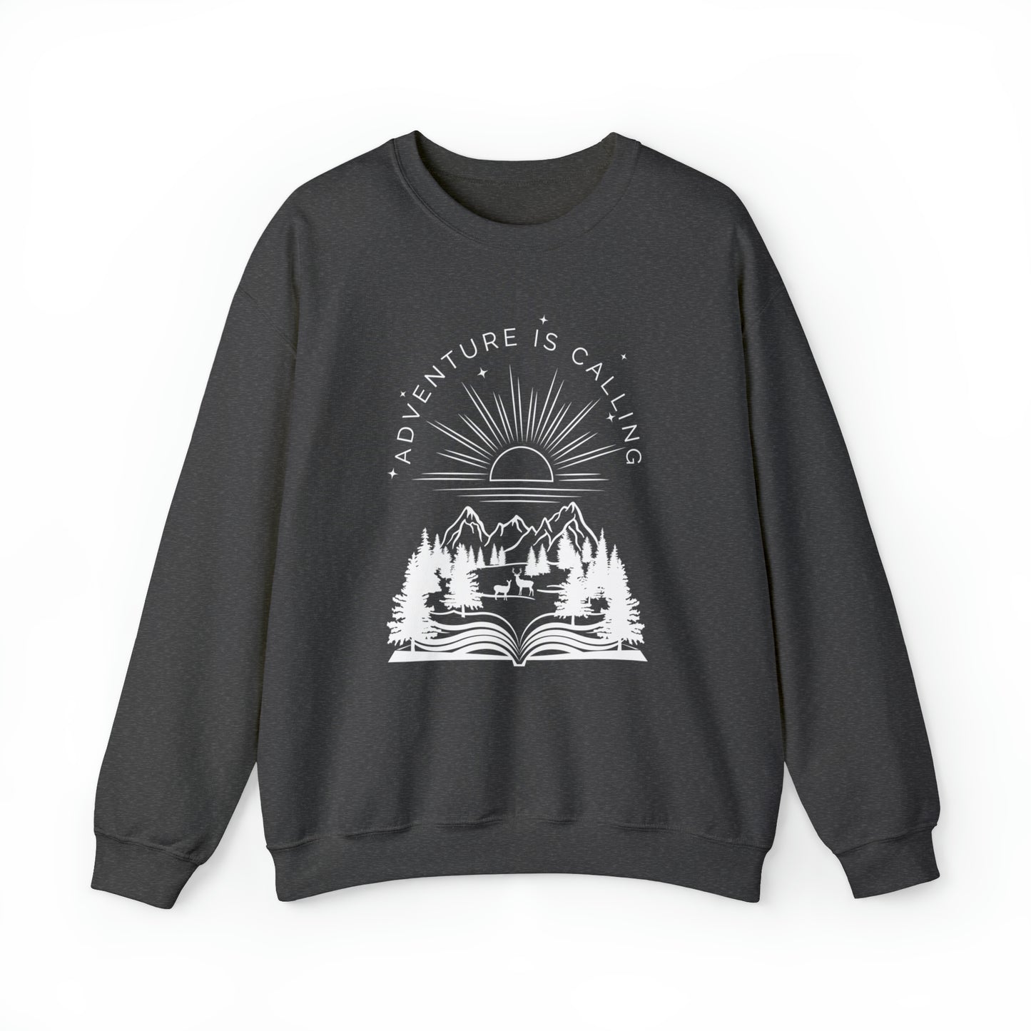 Adventure is Calling for Reading Lovers Heavy Blend™ Crewneck Sweatshirt